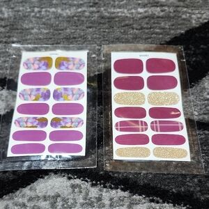 ONE SIZE SELF-ADHESIVE NAIL ART STRIP STICKERS WRAPS SET-OF-2 MANI GLOSSY FINISH